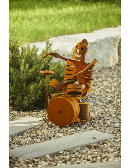 Deko Skelett als Schlagzeuger - Halloween Gartendeko