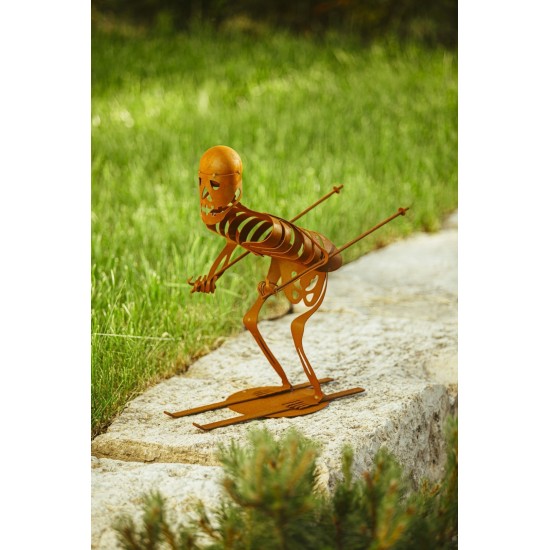 Deko Skelett "Skifahrer" als gruselige Gartendeko für Halloween