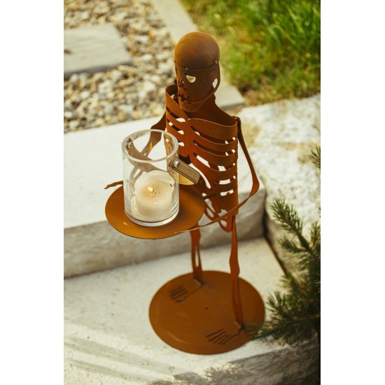 Deko Skelett mit Tablett  für Kerzen oder Süßigkeiten - Deko für Halloween
