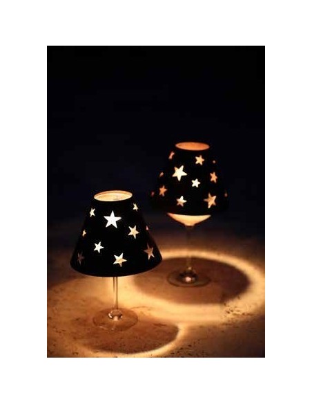 Weinglas Lampenschirm  mit Sternen - kreative Tischdekoration