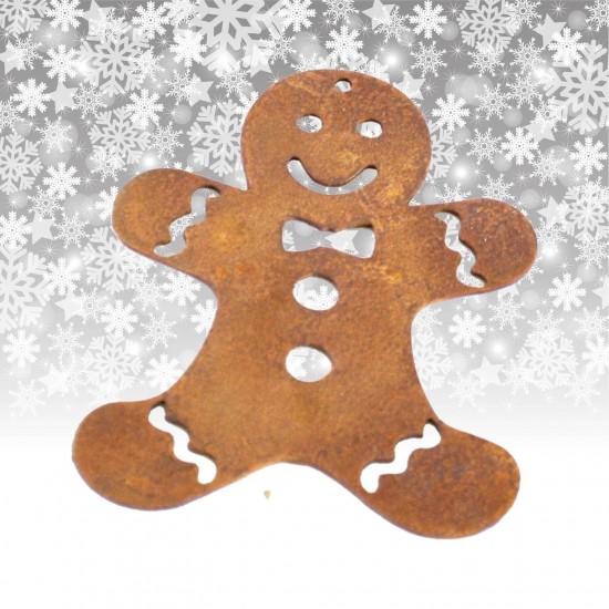 Gartendeko Rost Christbaumschmuck Lebkuchen H: 8 cm Edelrost