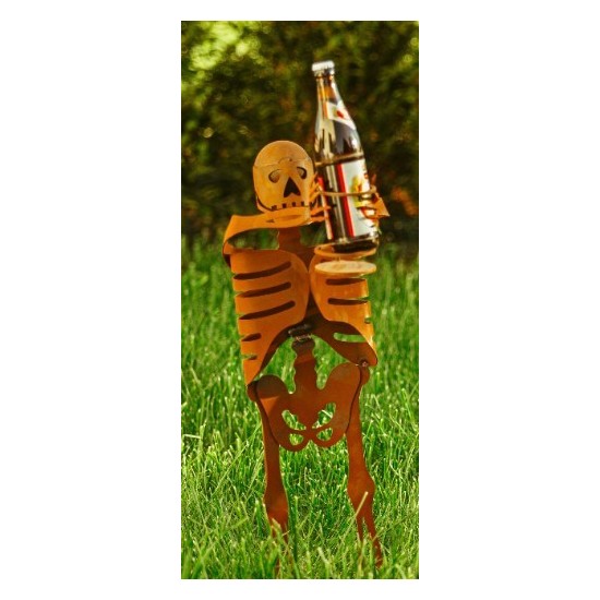 Deko Skelett mit Getränkehalter - gruselige Halloween Gartendeko -  Höhe  67 cm