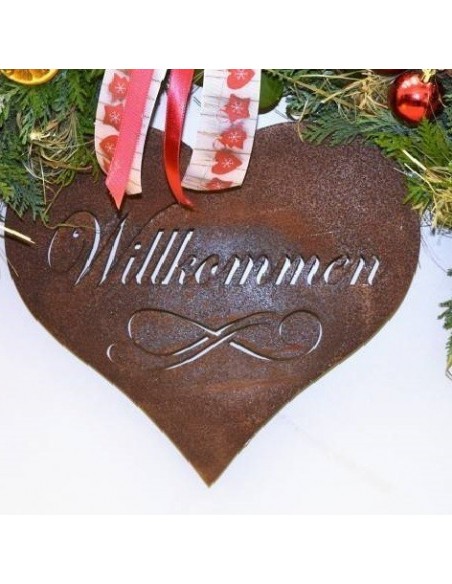 Deko Herz Willkommen aus metall rostig 30cm