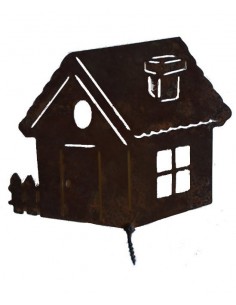 Metallsatz Haus als Baumstecker zum schrauben - Variante 2 -  Höhe 13,5 cm