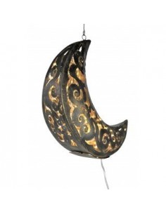 Deko Halbmond zum Hängen mit LED Beleuchtung schwarz-gold 2