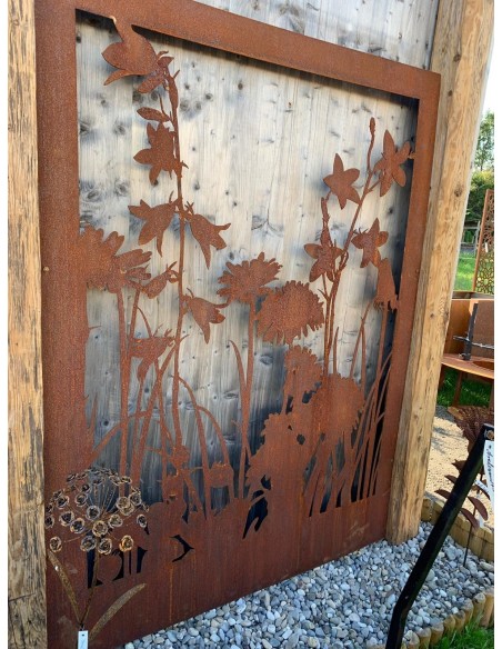 Wiesenmotiv "A" Abtrennung aus 3mm Stahl ohne Umrandung, Gartendeko, Trennwand, Blumenmotiv Wiesenmotiv "A" Abtrennung aus 3mm Stahl ohne Umrandung, Gartendeko, Trennwand, Blumenmotiv