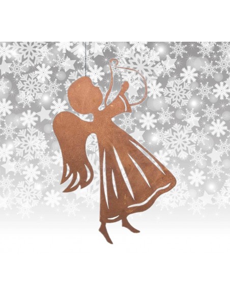 Weihnachtsbaumschmuck und Christbaumschmuck Edelrost Christbaumschmuck - Engel mit Harfe Edelrost Christbaumschmuck Engel mit Ha