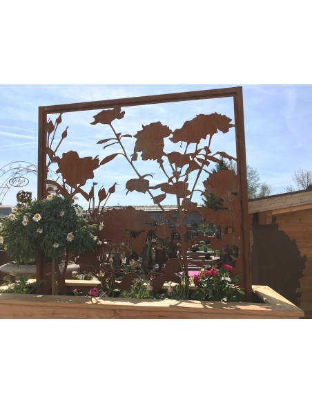 Edelrost 'Lovely' Rosenparavent , Metallwand, Gartenparavent, Gartendeko, Sichtschutzwand mit Rosenmotiv