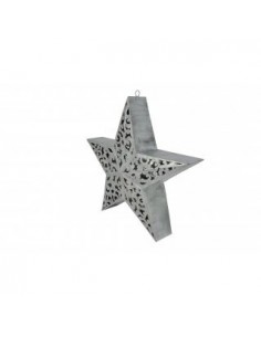 Deko Stern zum Hängen mit LED Beleuchtung - weiss-silber