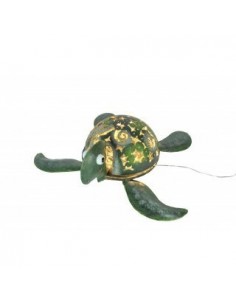 Dekofigur Metall Schildkröte mit LED Beleuchtung -grün-