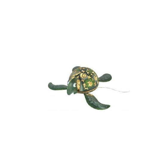 Dekofigur Metall Schildkröte mit LED Beleuchtung -grün- 