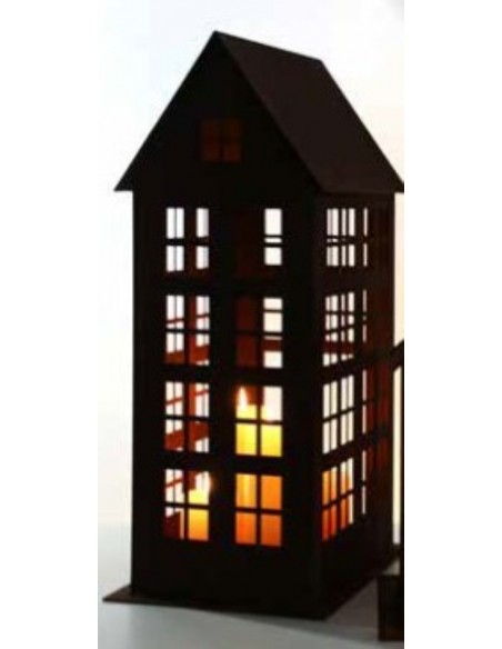 Edelrost Lichthaus eckig mit Boden - Höhe x Breite: 63 x 22 cm