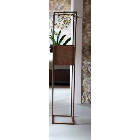 Rostsäule Volante , Pflanzsäule aus Metall, Säule mit Boden, Säule zum Bepflanzen, Metallsäule, Säule fürs Holz