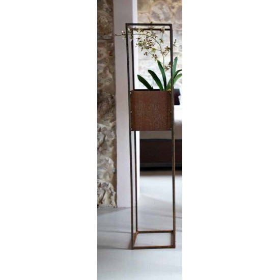 Metallsäule Volante zum Bepflanzen, Metallsäule mit Voden, Rostsäule, Gartendeko, Deko fürs Wohnzimmer