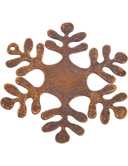 Gartendeko Rost Christbaumschmuck Flocke 2, klein,  Rund - Ø 8 cm Edelrost 
