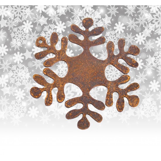 Gartendeko Rost Christbaumschmuck Flocke 2, klein,  Rund - Ø 8 cm Edelrost 