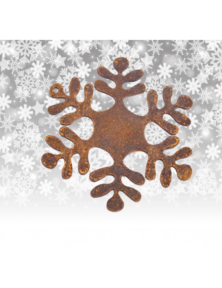 Gartendeko Rost Christbaumschmuck Flocke 2, klein,  Rund - Ø 8 cm Edelrost 