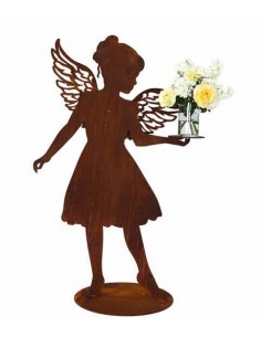 Gartenfigur Engel Figur mit Schale für Blumen 93 cm 