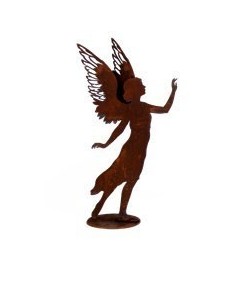 Engelfigur Valerie mit doppelten Flügel, Gartenfigur, Gartenengel, Deko mit Engel, Engel aus Metall