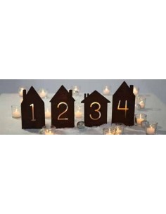 Adventshäuser im Set 4 tlg., Adventszahlen, Adventsdeko, Kerzenhalter, Metalldeko, Tischdeko, Wohndeko, Gartendeko 2