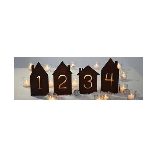 Adventshäuser im Set, Weihnachtsdeko, Adventsdeko, Winterdeko, Häuser aus Metall, Adventsdeko aus Metall