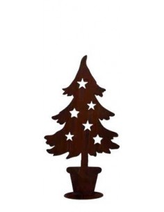Deko Tanne im Topf mit Sternen klein, Weihnachtsbaum, Weihnachtsdeko, Metallbaum, Metalltanne, Gartenbaum
