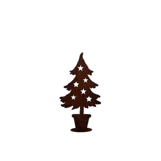 Deko Tanne im Topf mit Sternen klein, Weihnachtsbaum, Weihnachtsdeko, Metallbaum, Metalltanne, Gartenbaum