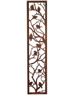 Gartenparavent schmal "Vögel im Baum" , Vogelparavent, Sichtschutzwand, Trennwand, Metallwand, Deko mit Vögel