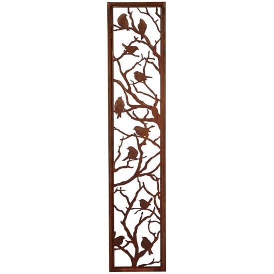 Gartenparavent schmal "Vögel im Baum" , Vogelparavent, Sichtschutzwand, Trennwand, Metallwand, Deko mit Vögel