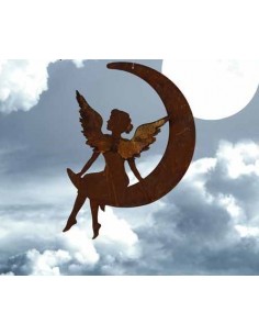 Dekofigur Engelchen im Mond zum Hängen, Metallengel, Metalldeko, Engelfigur 2