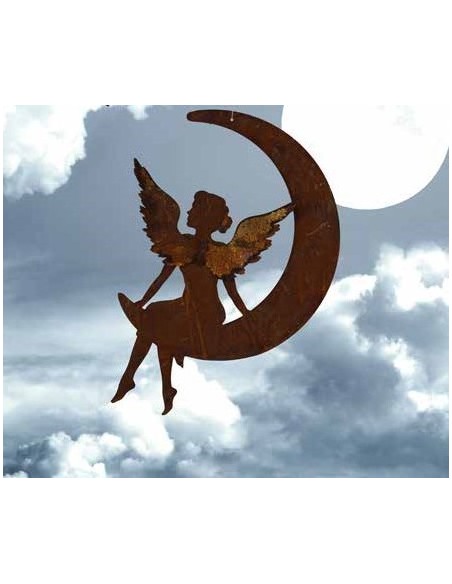 Dekofigur Engelchen im Mond z. Hängen , Weihnachtsengel, Metallengel, Metalldeko, Schützengel, Christbaumschmuck