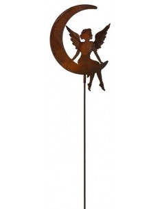Gartenstecker Engelchen im Mond mit Steckverbindung , Metallengel, Stecker aus Metall, Winterstecker, Winterdeko