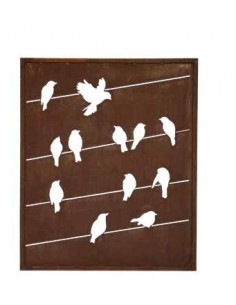 Trennwand mit Vogelmuster "Linea" klein, Gartenparavent, Metallwand, Vogelparavent, Sichtschutzwand