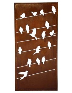 Metallwand mit Vogelmuster "Linea" , Trennwand, Wand groß, Sichtschutzwand, Wand aus Metall, Vogelparavent