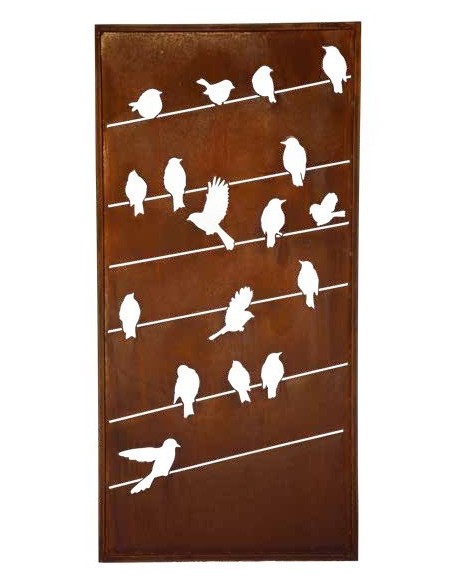 Metallwand mit Vogelmuster "Linea" , Trennwand, Wand groß, Sichtschutzwand, Wand aus Metall, Vogelparavent