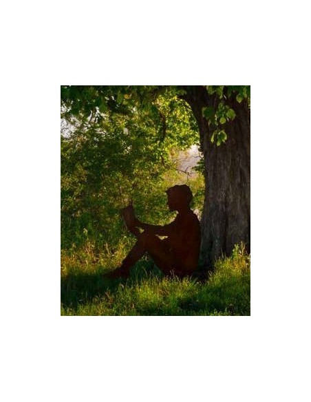 Dekofigur lesender Mann groß, Gartenfigur, Metallfigur, Menschen, lebensgroße Menschen