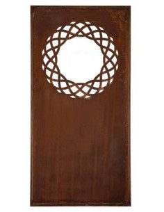 Paravent mit Motiv Weidenkranz und Umrandung, Trennwand, Metallwand, Gartenparavent, Gartendeko