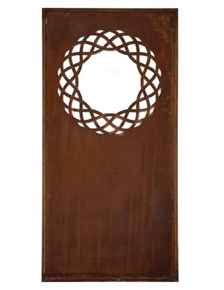 Paravent mit Motiv Weidenkranz und Umrandung, Trennwand, Metallwand, Gartenparavent, Gartendeko