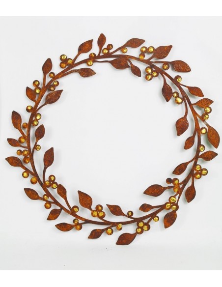 Goldbeeren Deko Kranz zum Hängen, Wanddeko, Metallkranz, Deko für die Tür, Hauseingangsdeko
