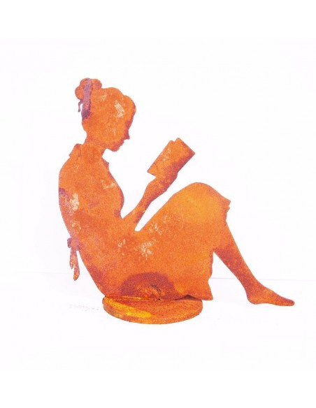 Dekofigur Frau lesend als Buchstütze , Figur aus Metall, Wohndeko, Bücherschrank Deko Dekofigur Frau lesend als Buchstütze , Figur aus Metall, Wohndeko, Bücherschrank Deko