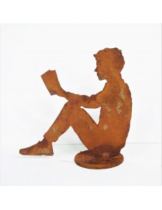 Dekofigur lesender Mann klein als Buchstütze, Metalldeko, Wohndeko, Tischdeko