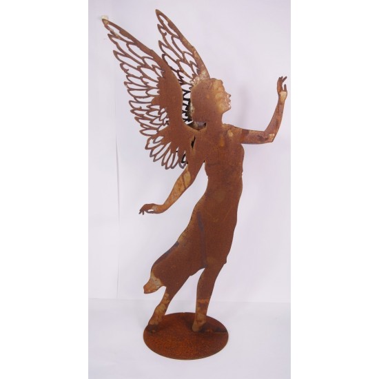 Dekofigur Engel Valerie mit doppelten Flügel , Tischdeko, Engelfigur, Metallengel, Gartendeko, Wohndeko 	 1 		