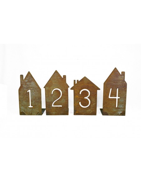 Adventshäuser im Set 4 tlg., Adventszahlen, Adventsdeko, Kerzenhalter, Metalldeko, Tischdeko, Wohndeko, Gartendeko