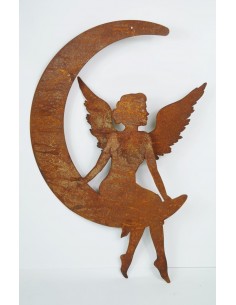 Dekofigur Engelchen im Mond zum Hängen, Metallengel, Metalldeko, Engelfigur