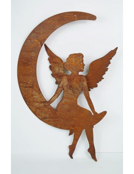 Dekofigur Engelchen im Mond zum Hängen, Metallengel, Metalldeko, Engelfigur