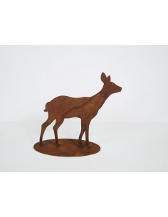 Dekofigur kussendes Reh auf Platte , Deko Waldtiere, Metalltiere, Reh aus Metall, Weihnachtsdeko, Winterdeko