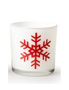 2er Set Teelichthalter Motiv Stern und Schneeflocke - Farbe Rot