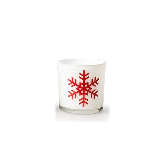 2er Set Teelichthalter Motiv Stern und Schneeflocke - Farbe Rot