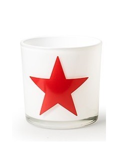 Deko Windlicht aus Glas mit Motiv Stern -  Farbe Rot