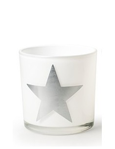 Deko Windlicht aus Glas mit Motiv Stern -  in Silber